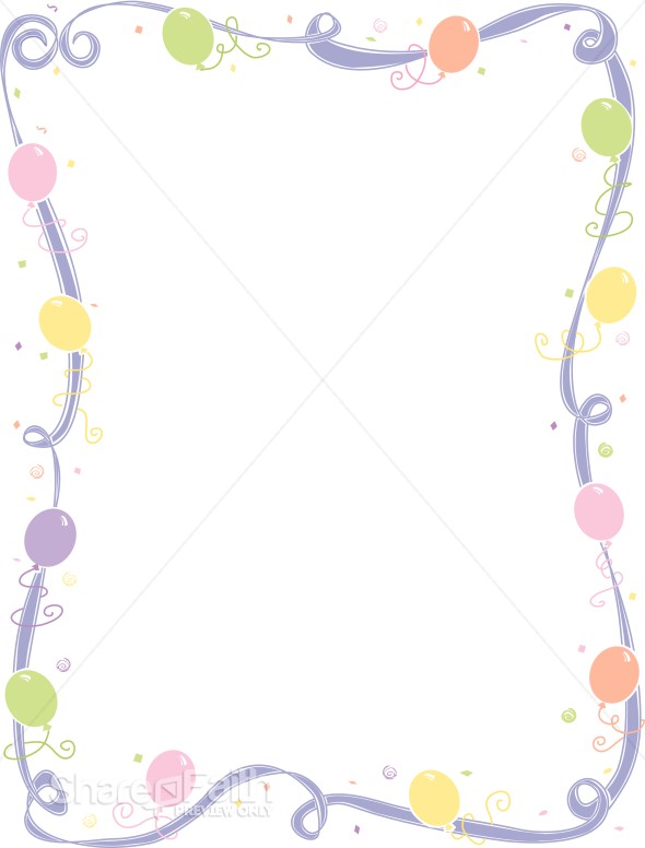 Faded Whimsical Ribbon and Balloon Frame