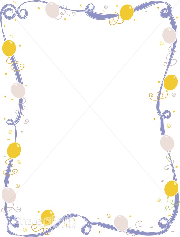 Whimsical Ribbon with Gold and Silver Balloons