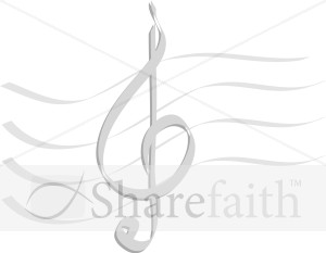 Stylized treble Clef on Swirling Staff