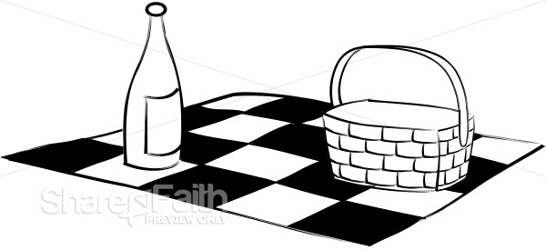 Black%20and%20White%20Picnic%20Blanket%20Basket%20and%20Wine