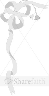 Gray Corner Ribbon Bow