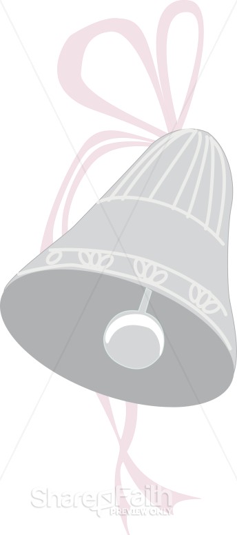 Ornate Wedding Bell with Pink Ribbon