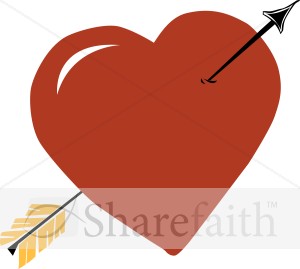 Red Heart Pierced by Cupid's Arrow