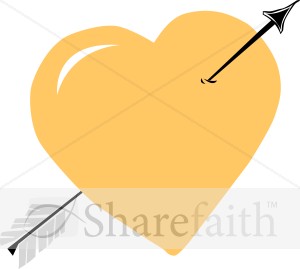 Gold Heart with Black Arrow
