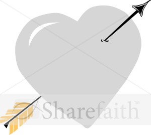Silver Heart with Black Arrow