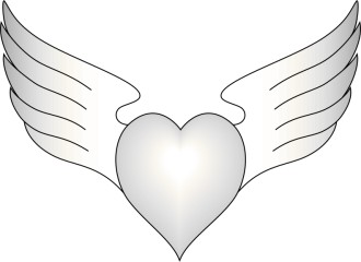Outlined Heart with Wings