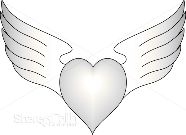 Outlined Heart with Wings