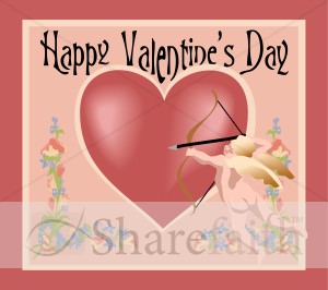 Happy Valentine's Day with Cupid and Heart