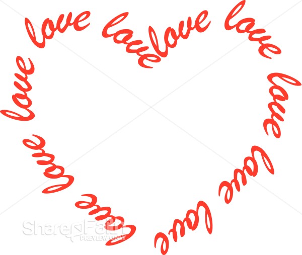 Heart Shaped with Love Text