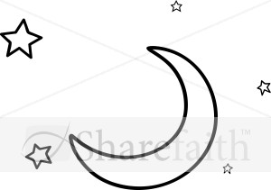 Line Art Moon and Stars