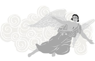 Angel Flying Through Clouds