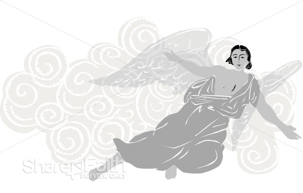 Angel Flying Through Clouds