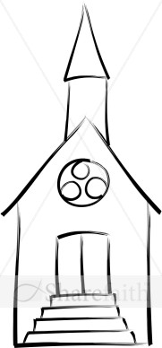 Brushstroke Outline Church