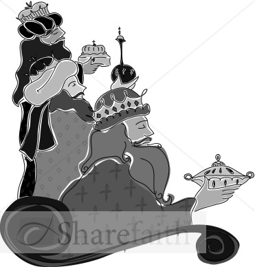 Grayscale Magi Bearing Gifts