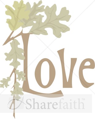 Oak Branch and Leaves Love