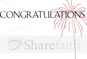 Congratulations with Red Fireworks Burst