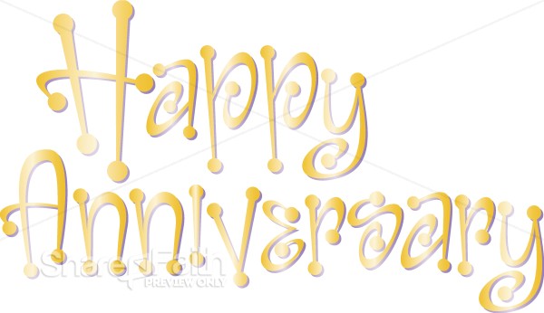 Golden Happy Anniversary Wordart