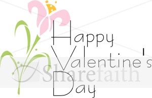 Happy Valentine's Day with Abstract Pink Flower