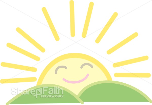 Smiling Sun Over Hills