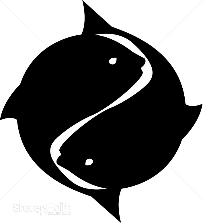 Black on white Circling Fish Symbol