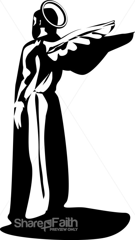 BW Angel With Back Turned