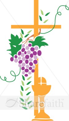 Grapevine wrapped Cross With Communion Elements