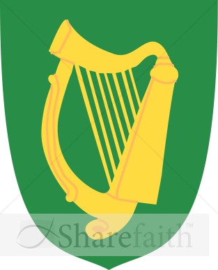 Gold Harp on Green Shield