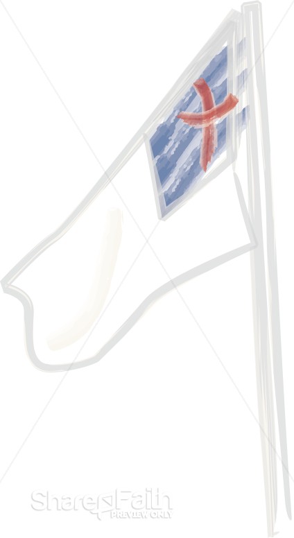 Lightly%20Sketched%20Christian%20Flag%20on%20Pole