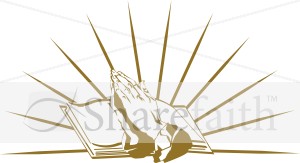 Gold Praying Hands And The Bible