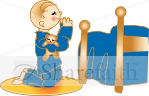 Child Praying at Bedside