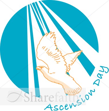 Ascension Day Word Art with Rising Dove