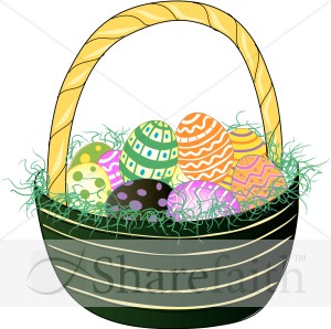 Green Basket with Easter Eggs