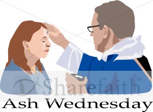 Ash Wednesday with Priest and Woman  Color