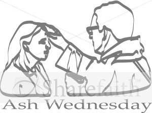 Ash Wednesday with priest and Woman Lineart