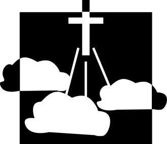 Cross with Clouds Black and White Relief