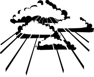 Black and White Clouds with Sunburst