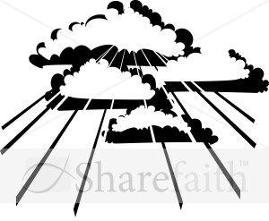 Black and White Clouds with Sunburst