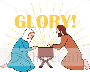 Holy Family Beside Manger