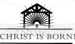 Christ is Born with Manger in Stable