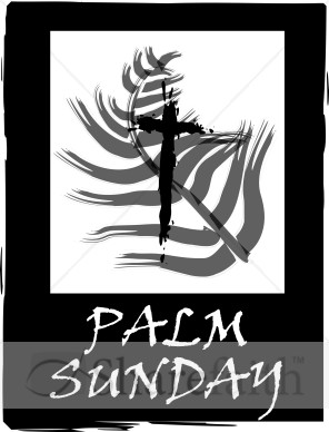 Palm Sunday Sign with Palm over Cross