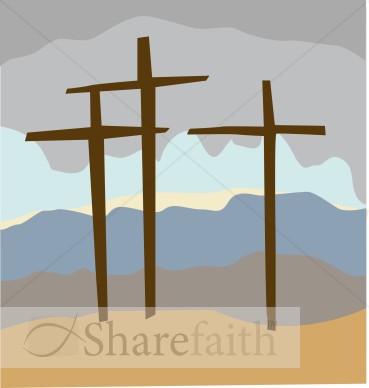 Calvary Crosses with Stormy Sky
