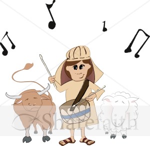 Little Drummer Boy with Bull and Sheep