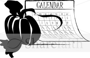 Autumn Calendar with Pumpkin Silhouette