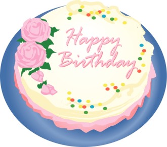 Birthday Cake with Roses Clipart