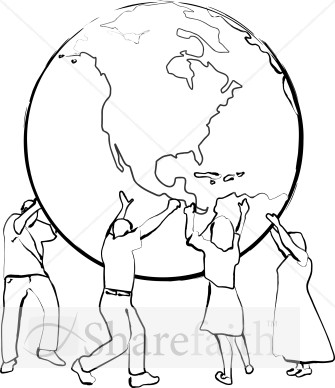 Supporting the Earth   Line Art