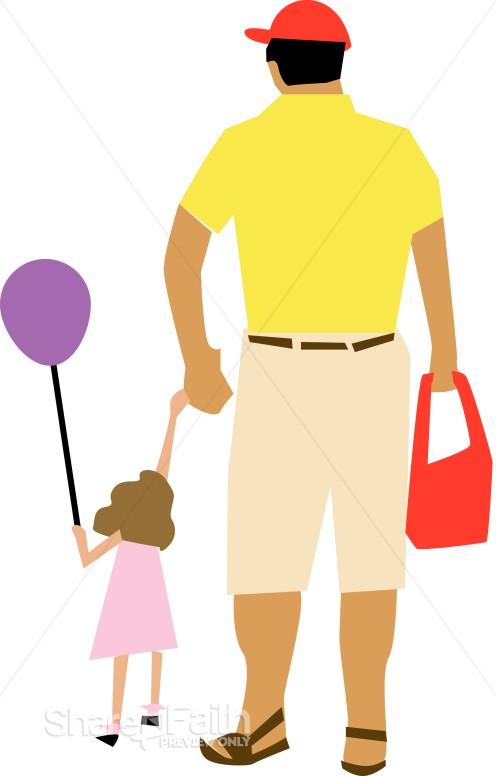 Little Girl with a Balloon and Her Dad