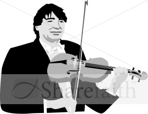 Black and White Classical Violinist