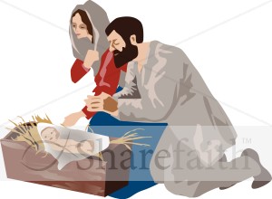 Jesus in the Manger with Mary and Joseph