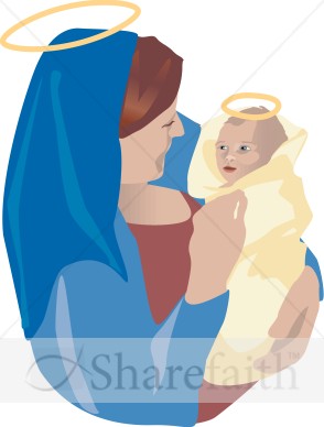 Baby Jesus is Swaddled by Mary