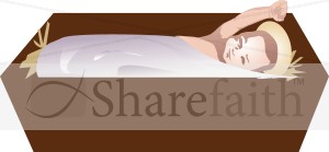 Baby Jesus Stretching in Manger